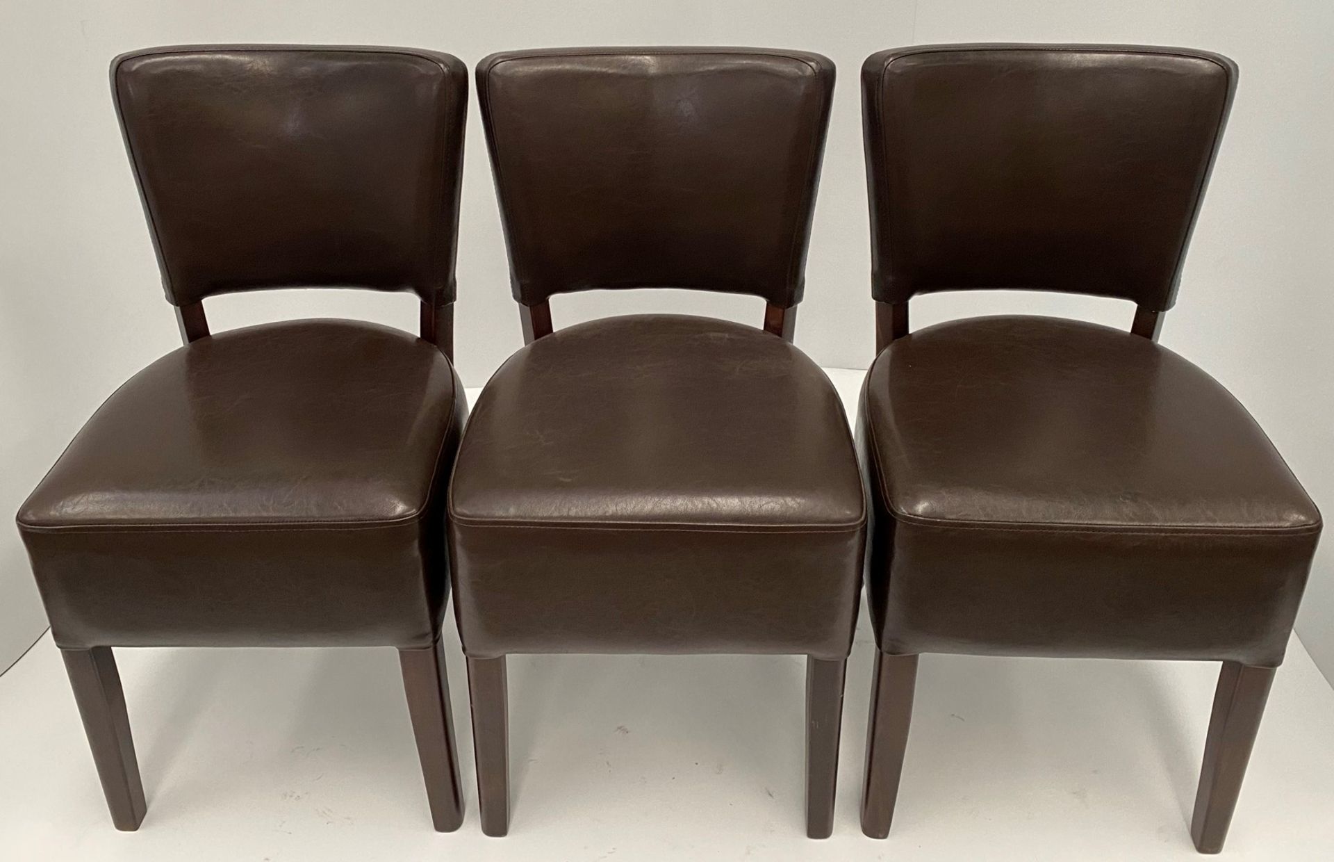 3 x Memphis Margo BR-5 Dark Brown side/dining chairs with walnut coloured frames