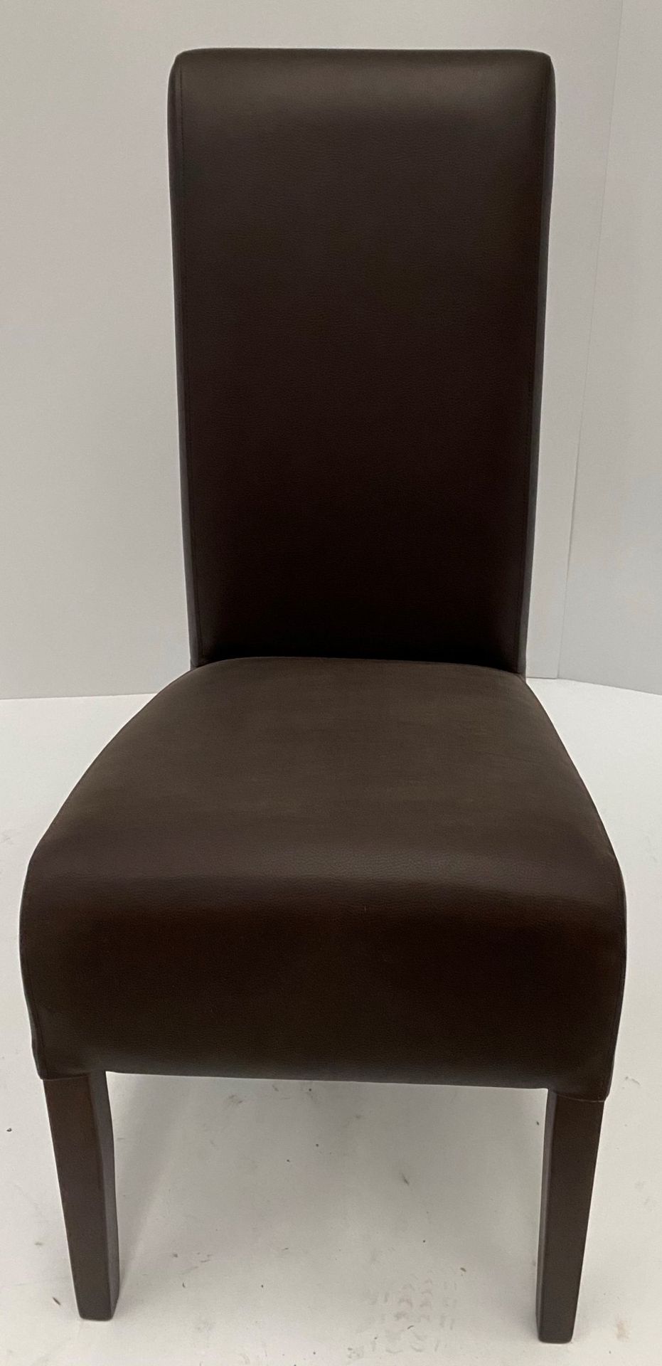 A Minister Scroll Vena Dark Brown side/dining chair with walnut coloured frame