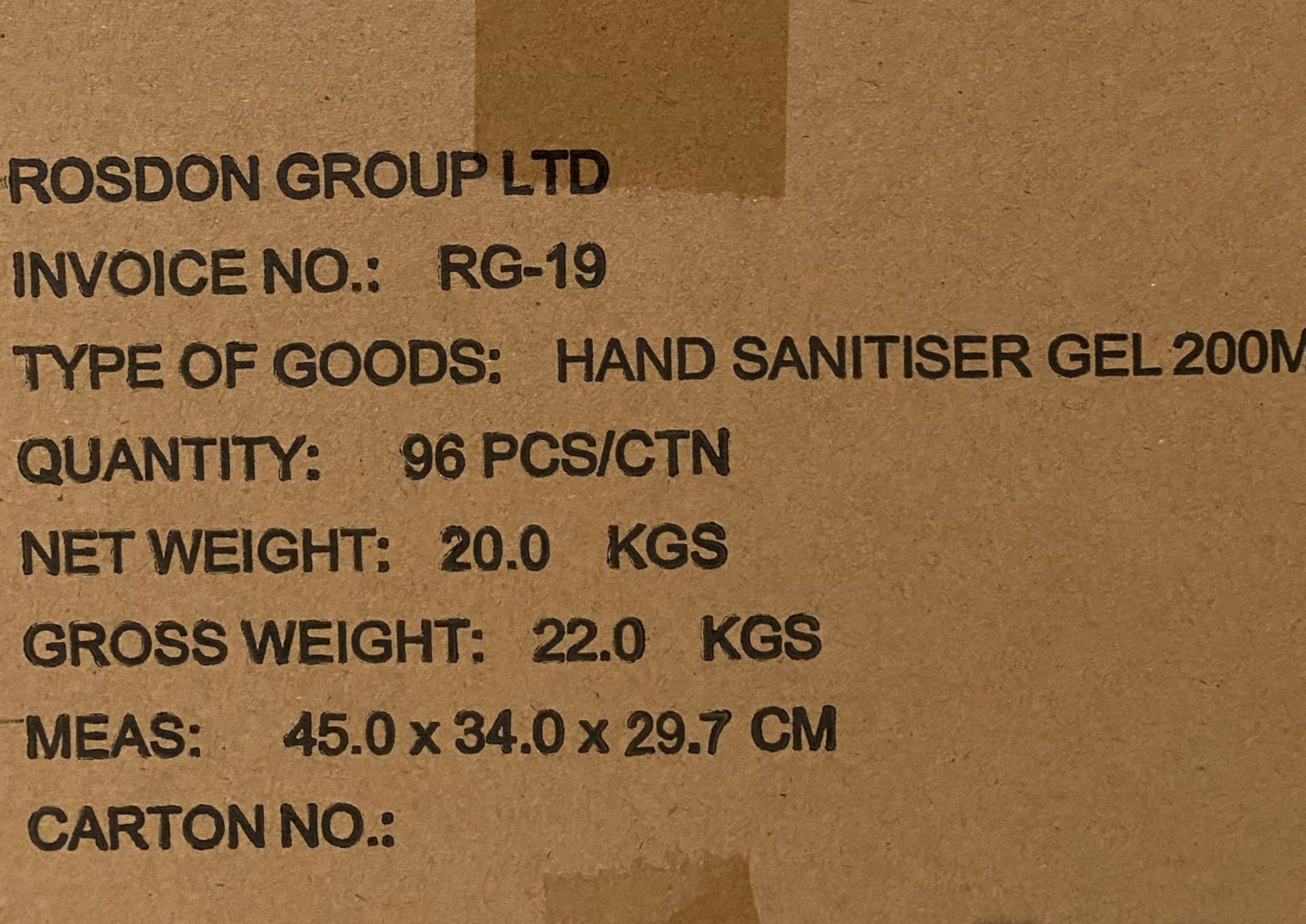 96 x 200ml flip top bottles of Rosdon Group UK hand sanitiser - 1 outer box. - Image 5 of 13