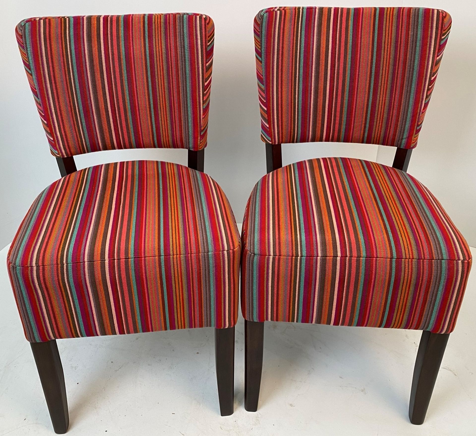 2 x Memphis Harlequin Zambezi 131288 side/dining chairs with walnut coloured frames