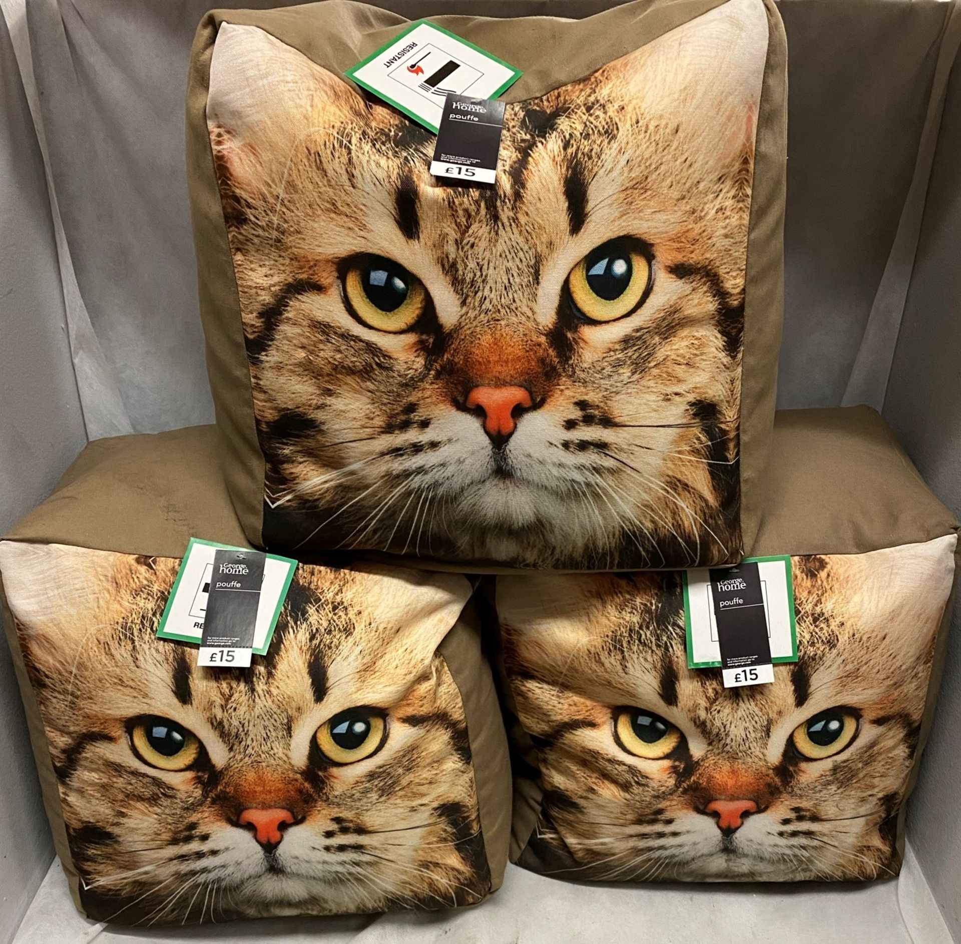 5 x George Home cat print pouffes (40cm x 40cm x 30cm) RRP £15 each