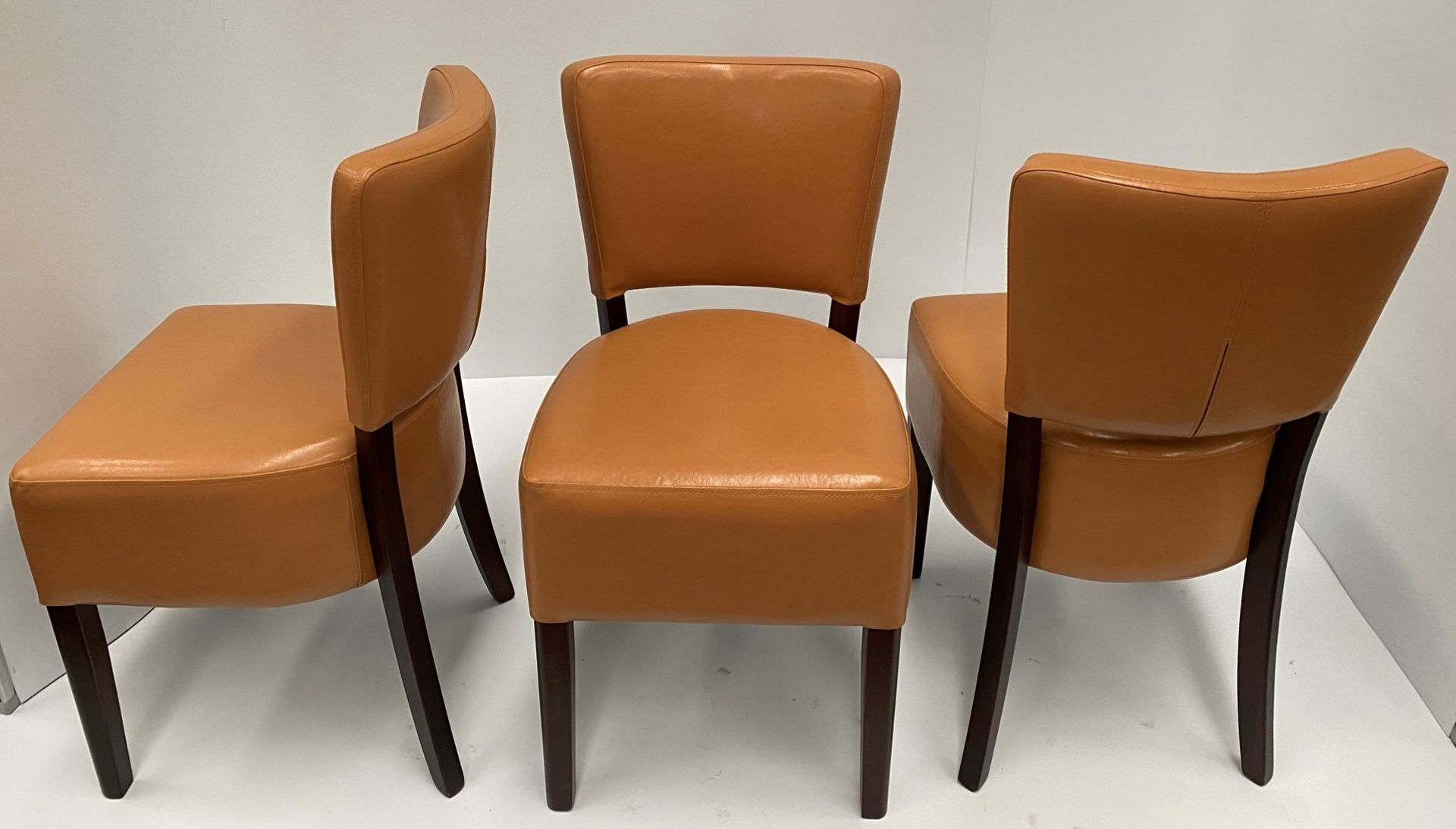 3 x Memphis Margo BR-4 Brown side/dining chairs with walnut coloured frames - Image 2 of 3