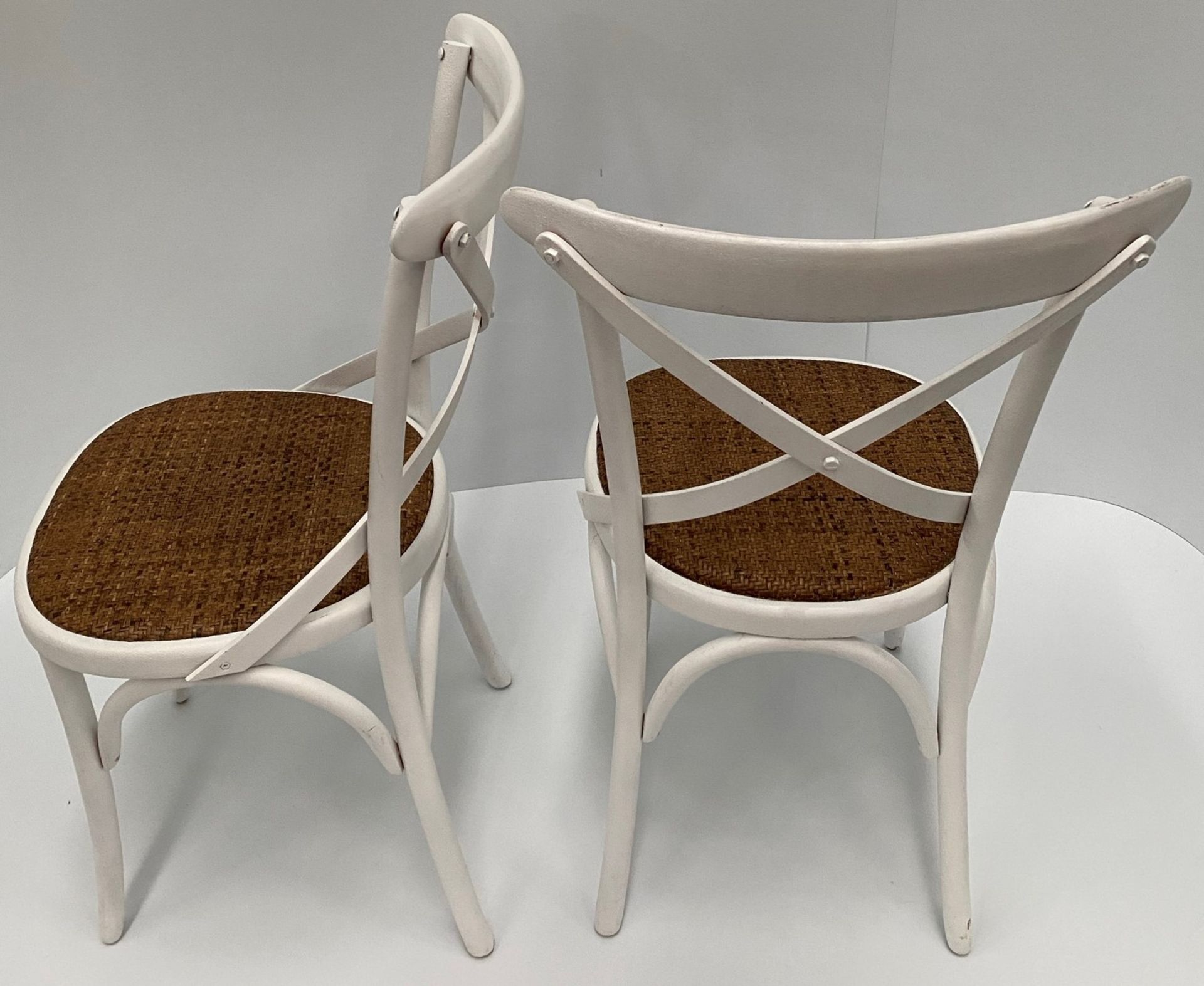 2 x White Palm chairs with hessian seats. - Image 2 of 4