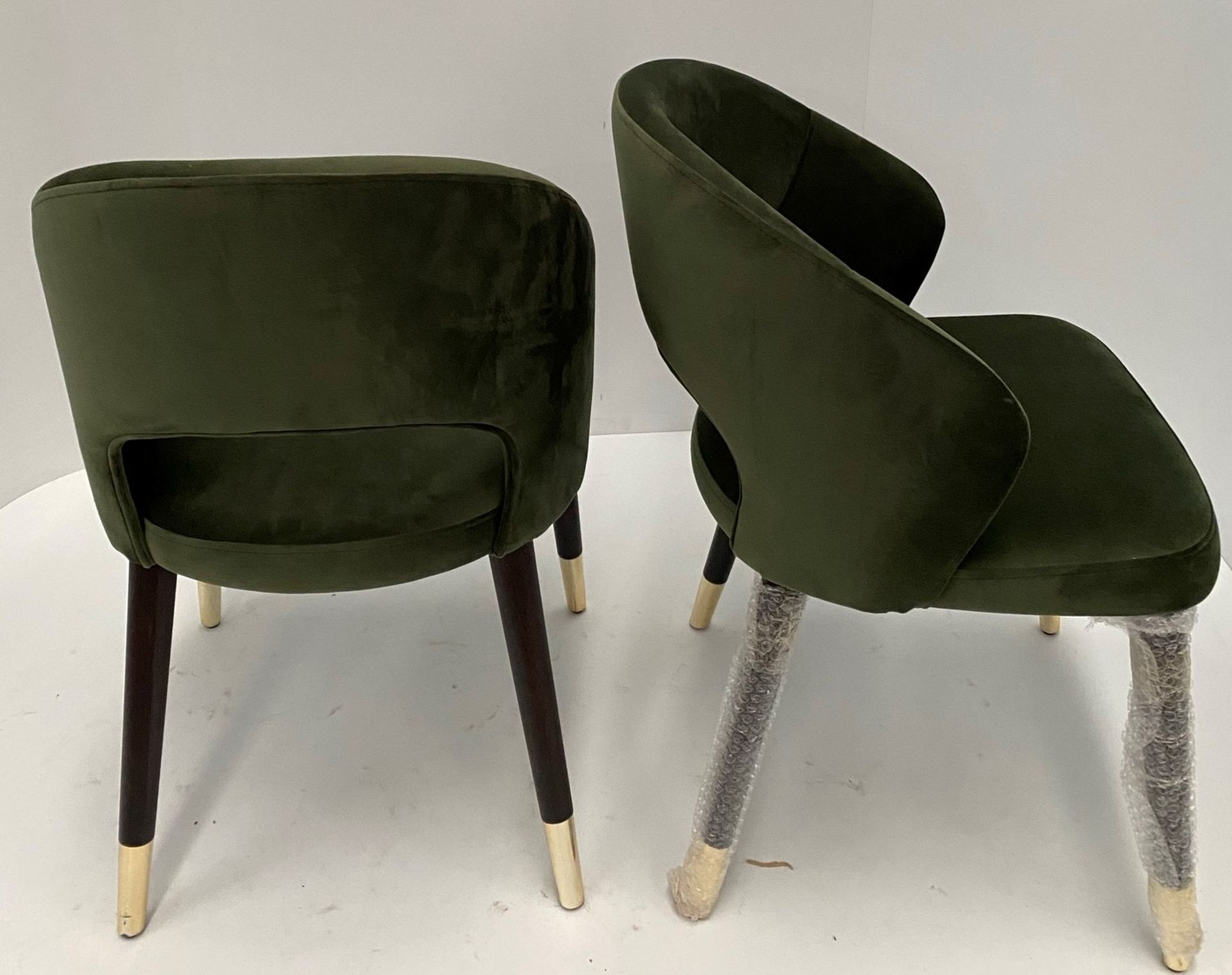 2 x Ambrosia Velvet Green 59 chairs with Wenge coloured frame - Image 2 of 3