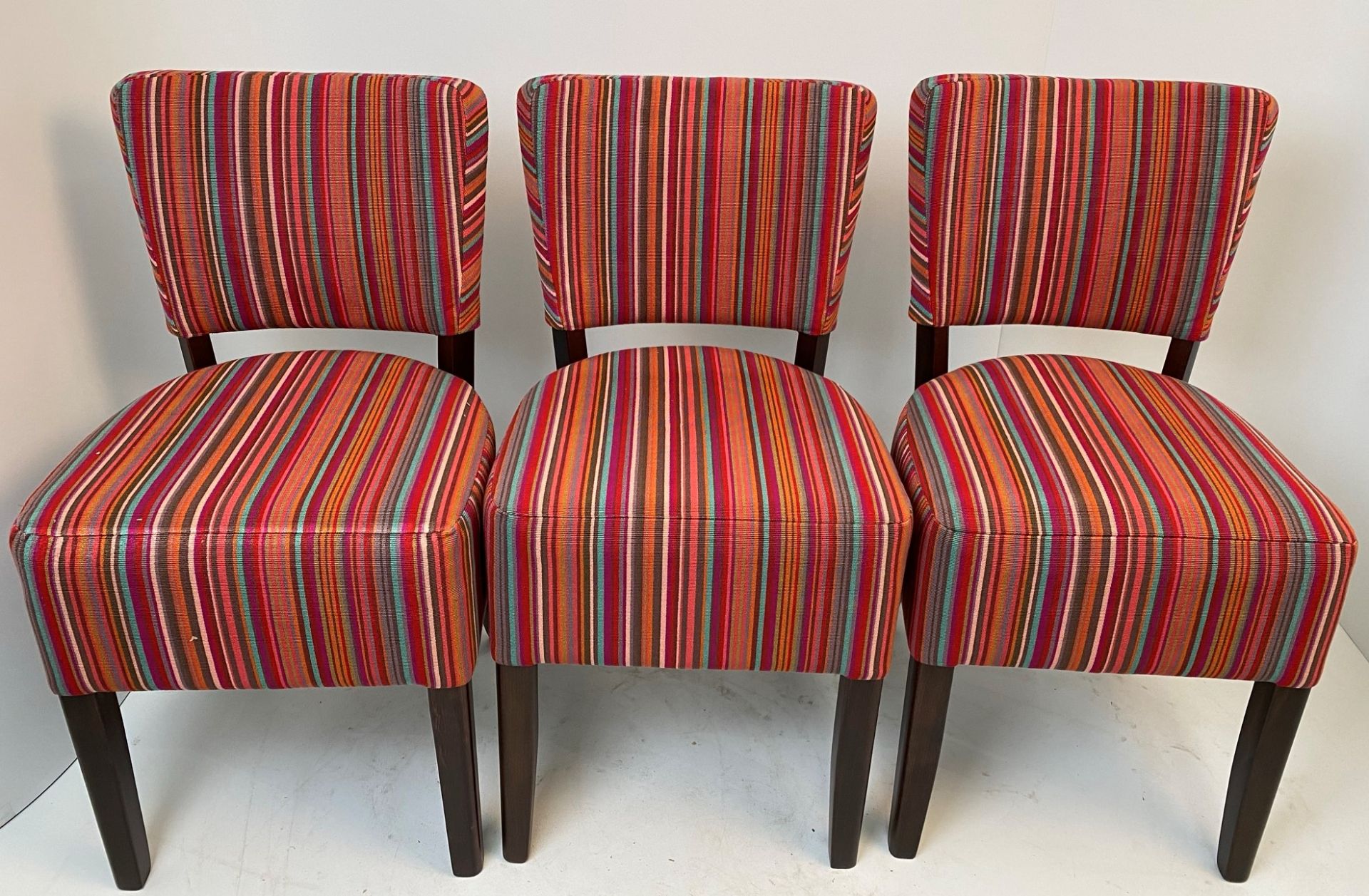 3 x Memphis Harlequin Zambezi 131288 side/dining chairs with walnut coloured frames