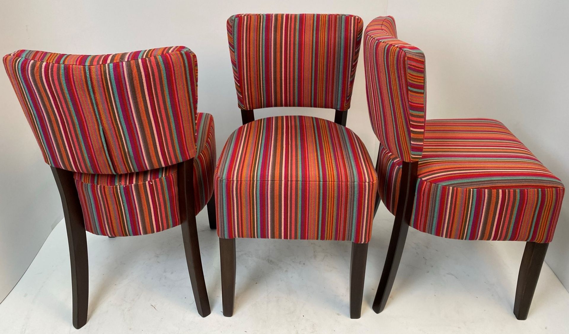 3 x Memphis Harlequin Zambezi 131288 side/dining chairs with walnut coloured frames - Image 2 of 3