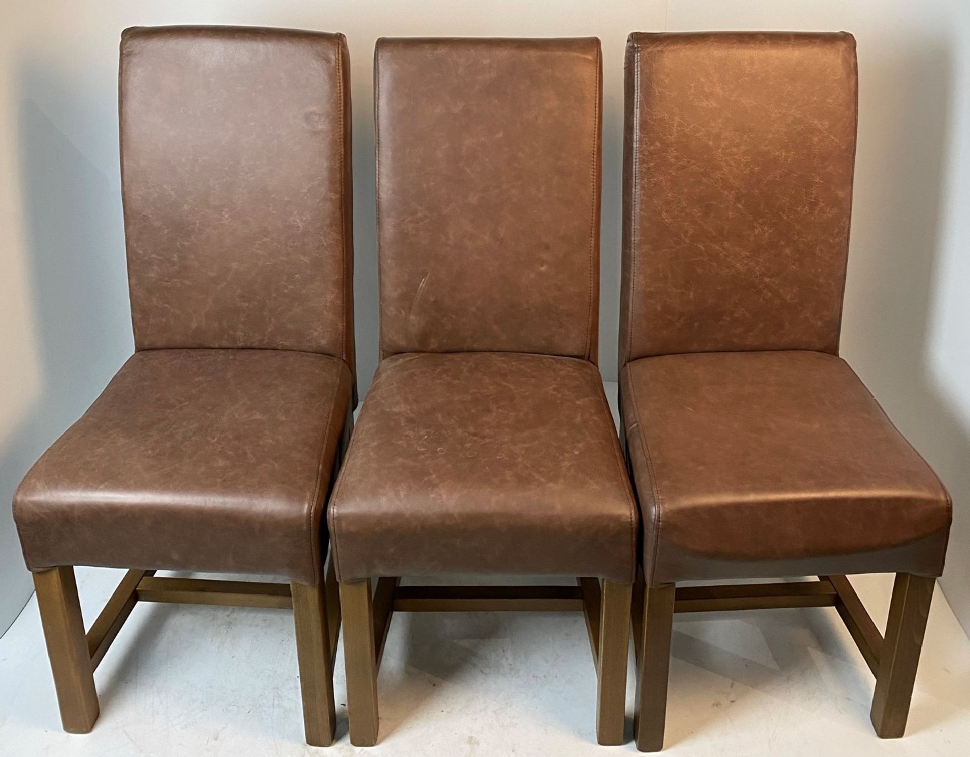 3 x Classic s/c brown high back dining chairs