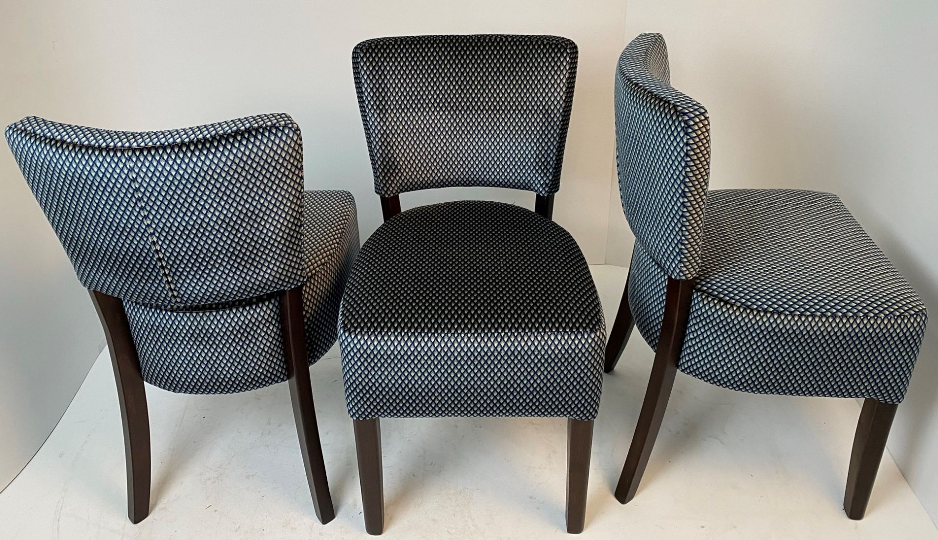 3 x Memphis Carnoustie Navy side/dining chairs with walnut coloured frames - Image 2 of 3