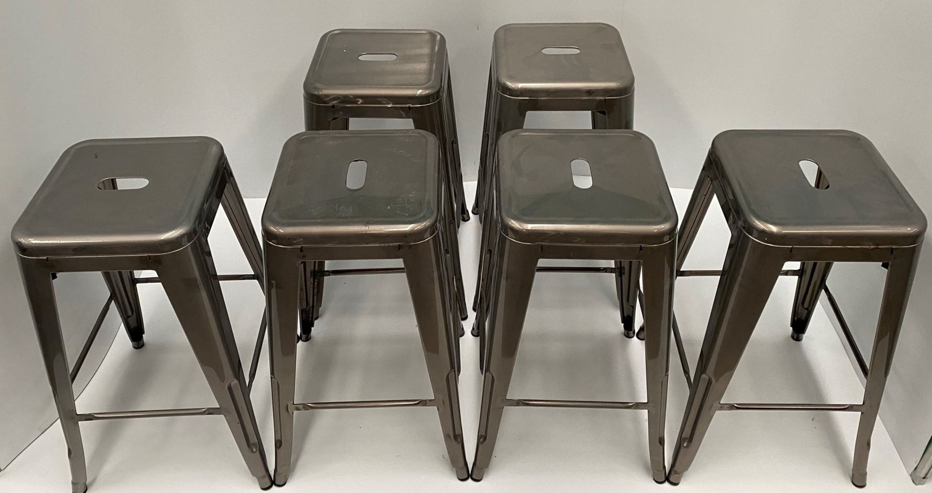 6 x Tolix metal high stools (660mm)