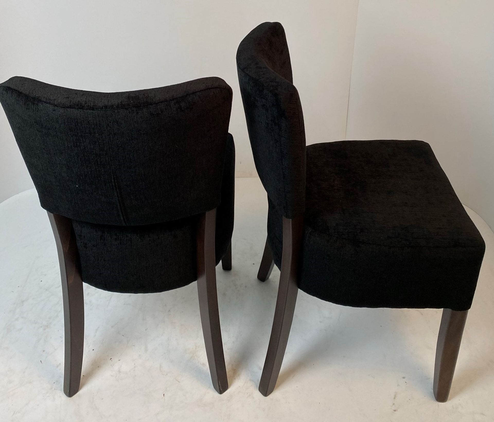 2 x Memphis Covertex Presto 724 Black side/dining chairs with walnut coloured frames - Image 2 of 3