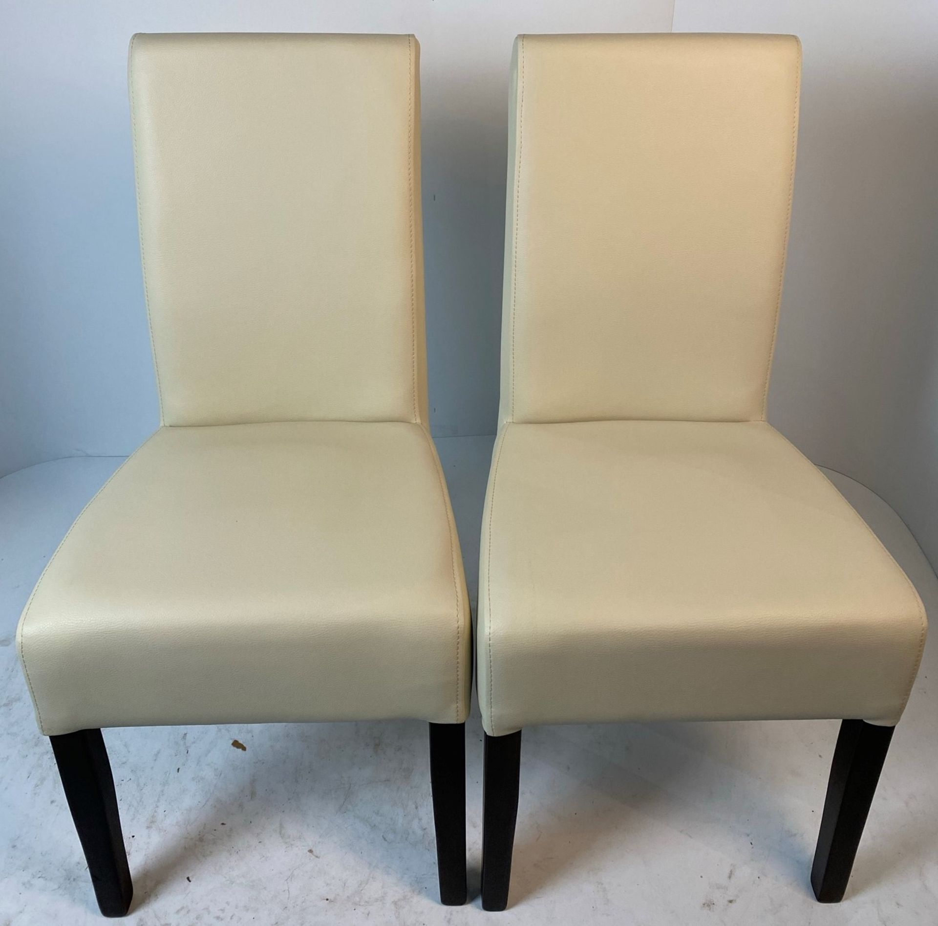 2 x Valencia Vena Ivory side/dining chairs with walnut coloured frames