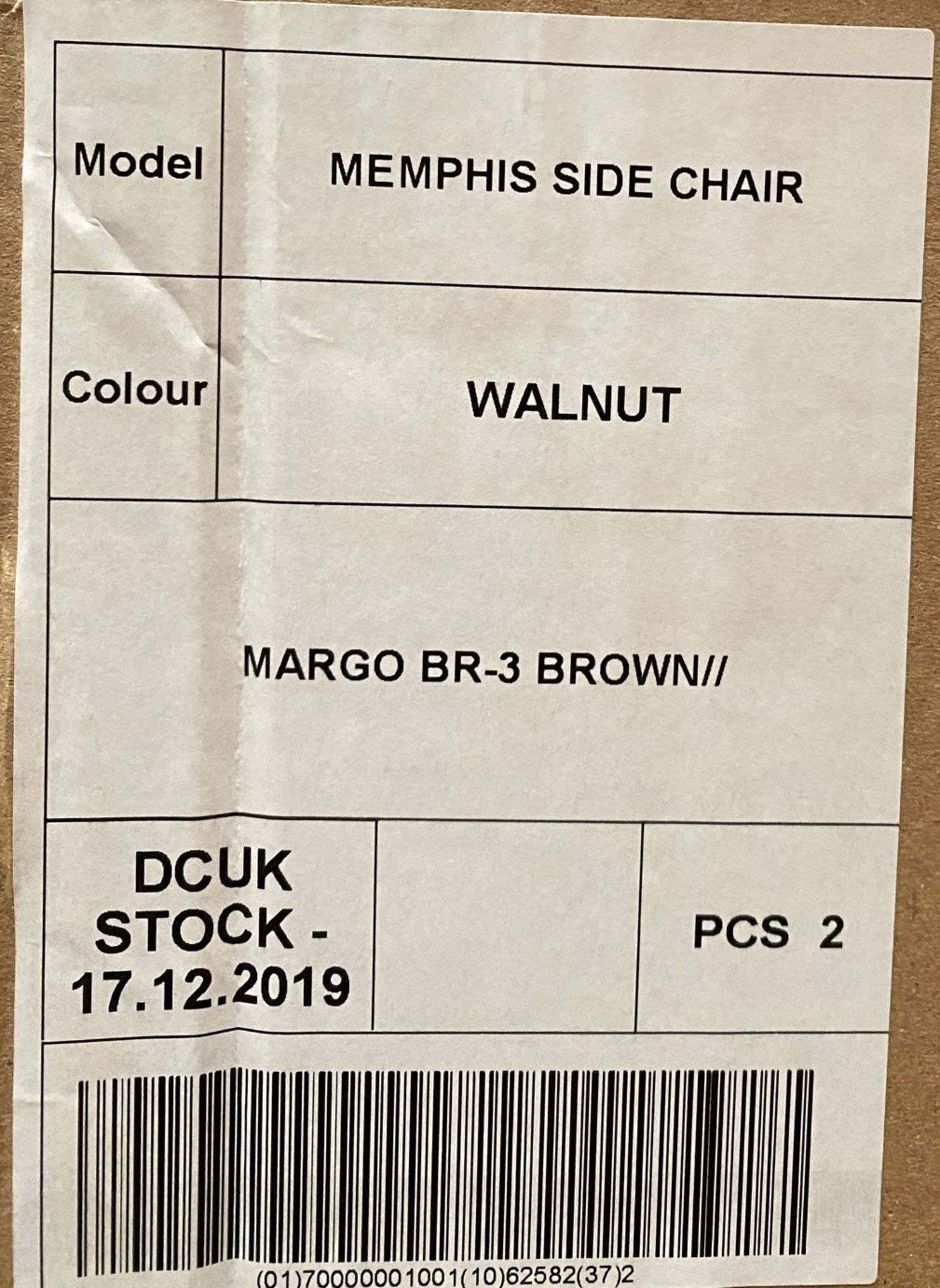 2 x Memphis Margo BR-3 Brown side/dining chairs with walnut coloured frames - Image 4 of 4