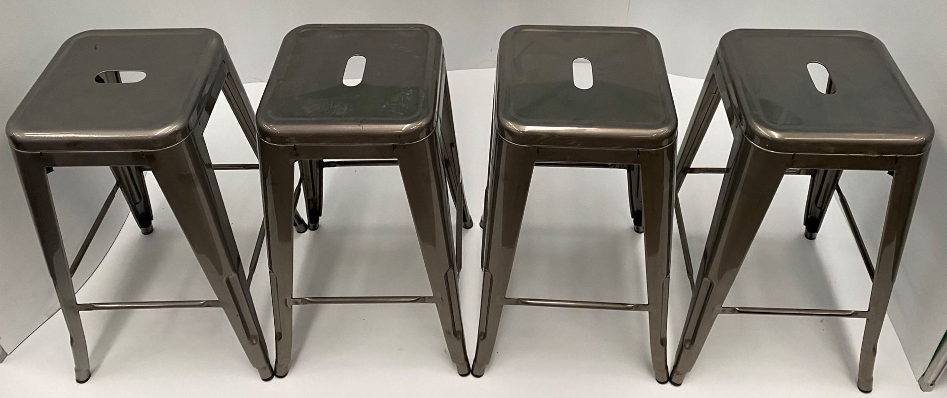 4 x Tolix metal high stools (660mm) - Image 2 of 2