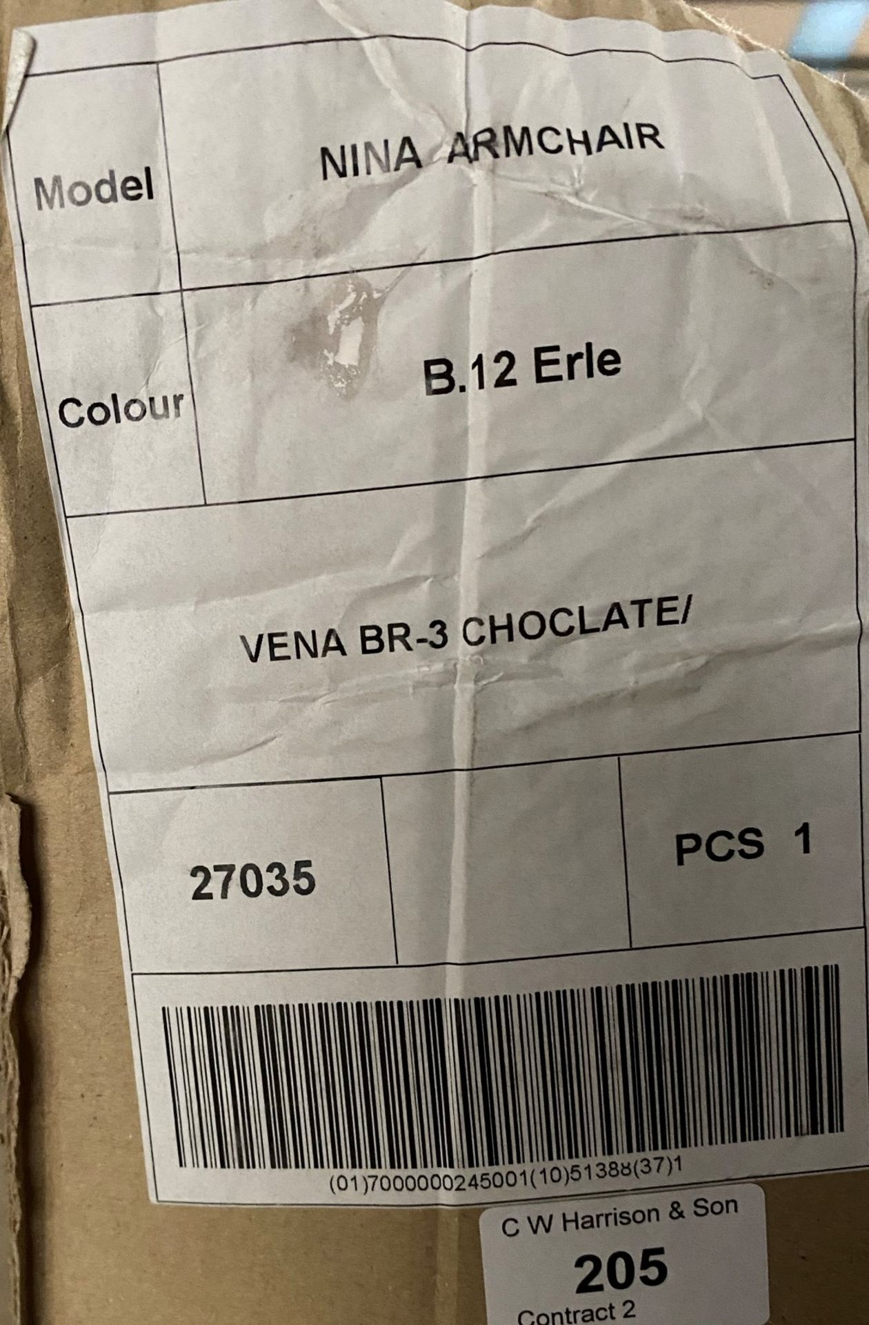 A Nina Vena BR-3 Chocolate armchair with B. - Image 4 of 4