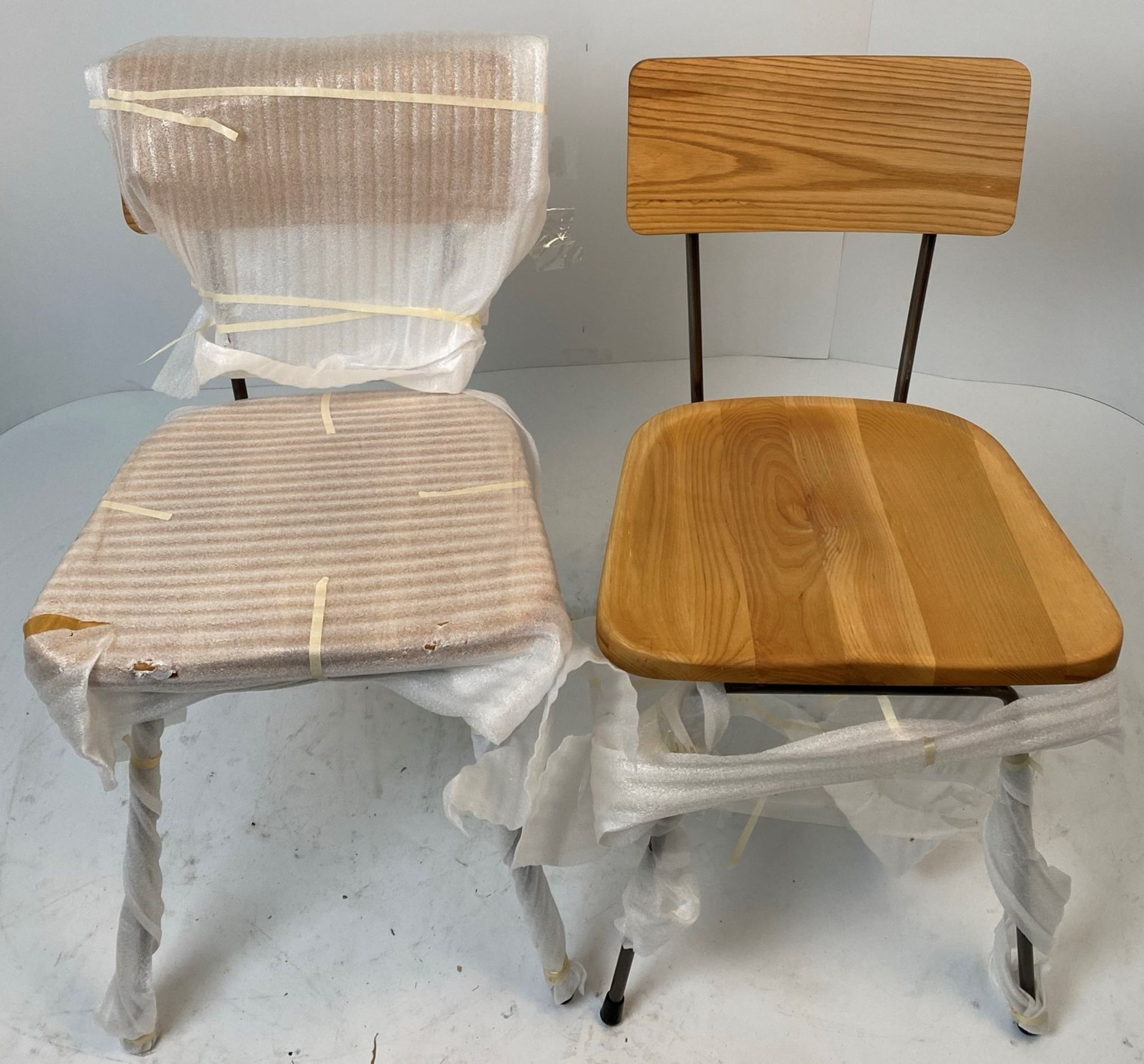 2 x Seminar Solid wood chairs with metal frames