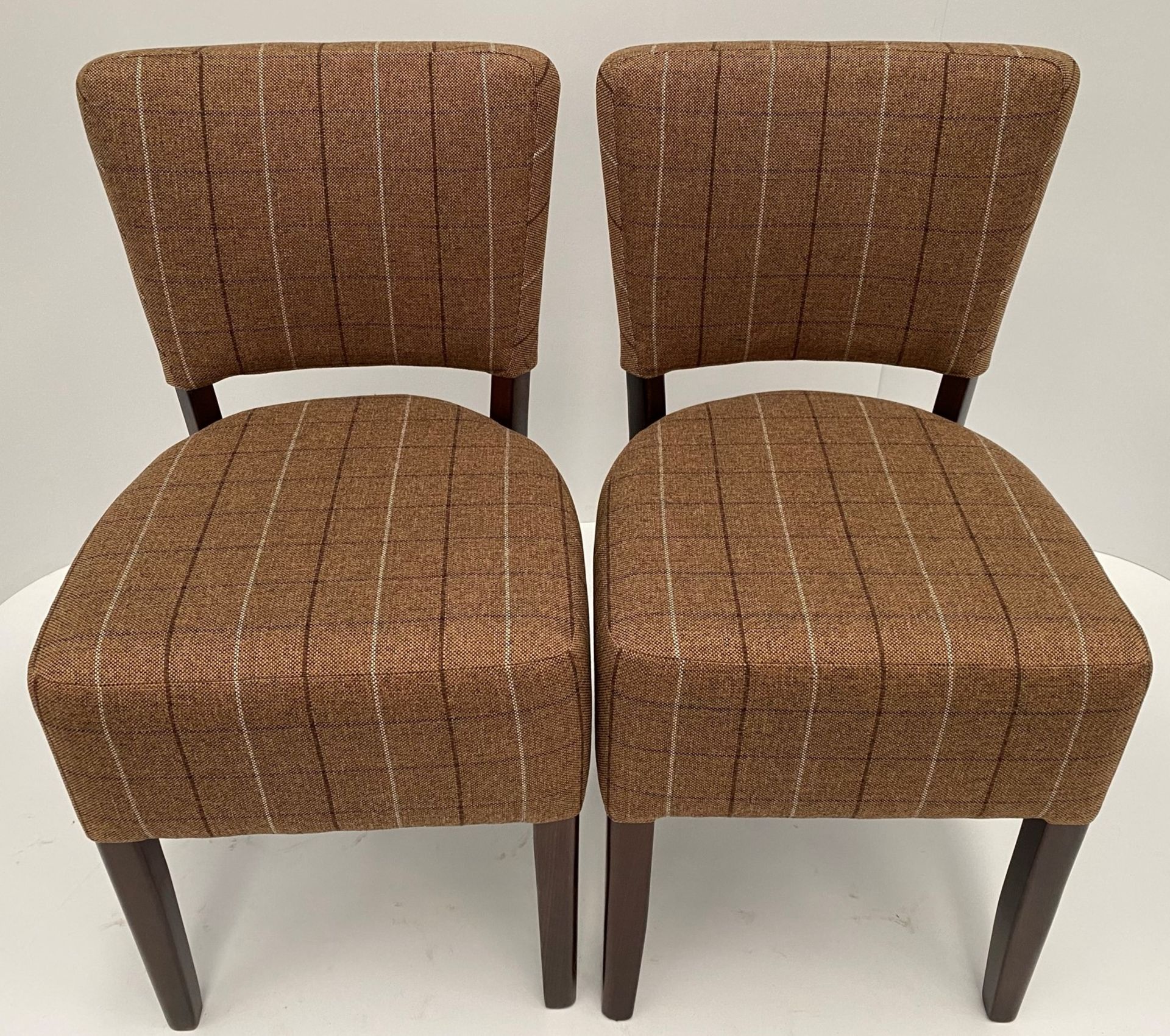 2 x Memphis Panaz Calroust Berwick Caramel 808 side/dining chairs with walnut coloured frames