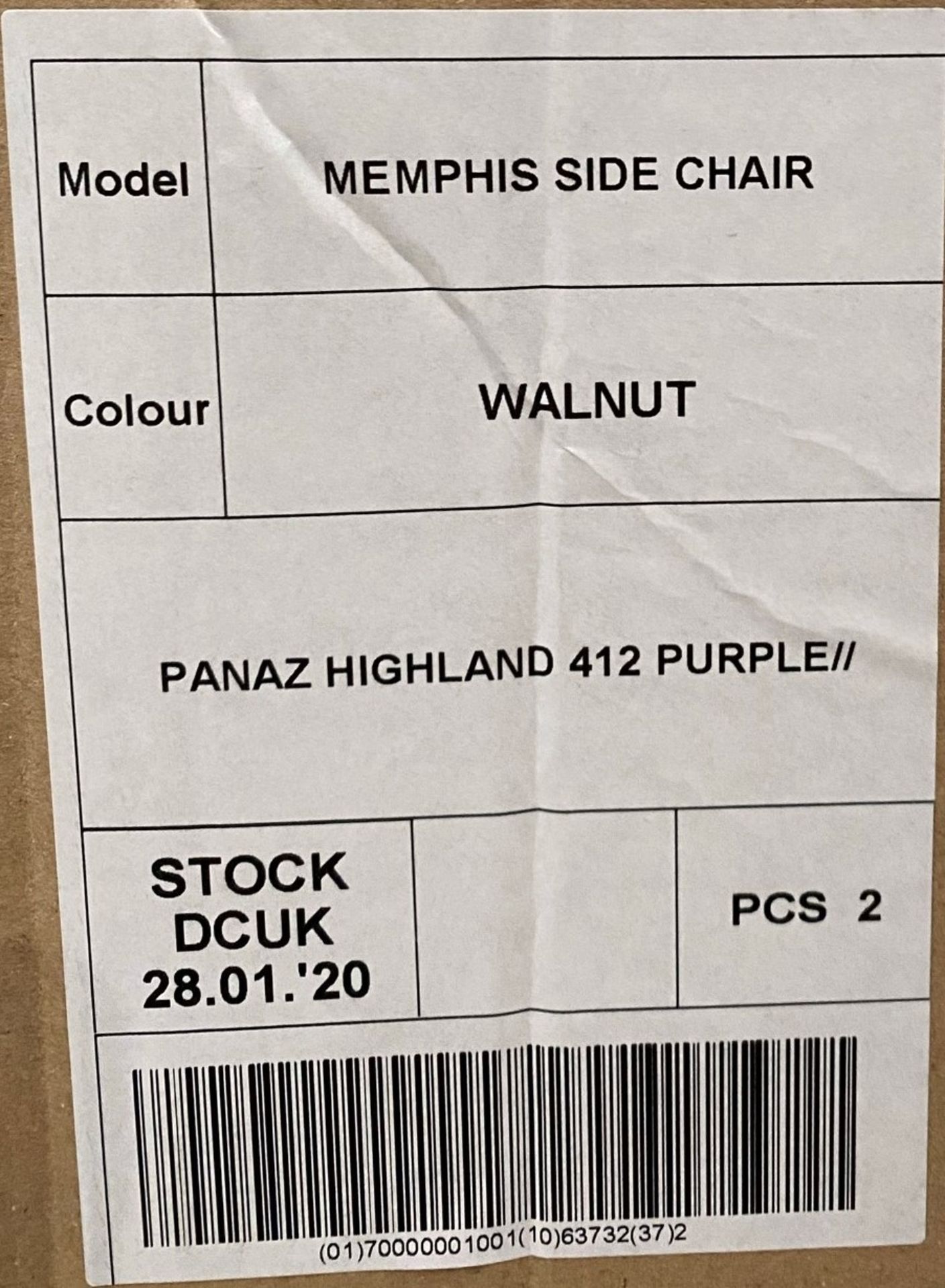 2 x Memphis Panaz Highland 412 Purple side/dining chairs with walnut coloured frames - Image 3 of 3