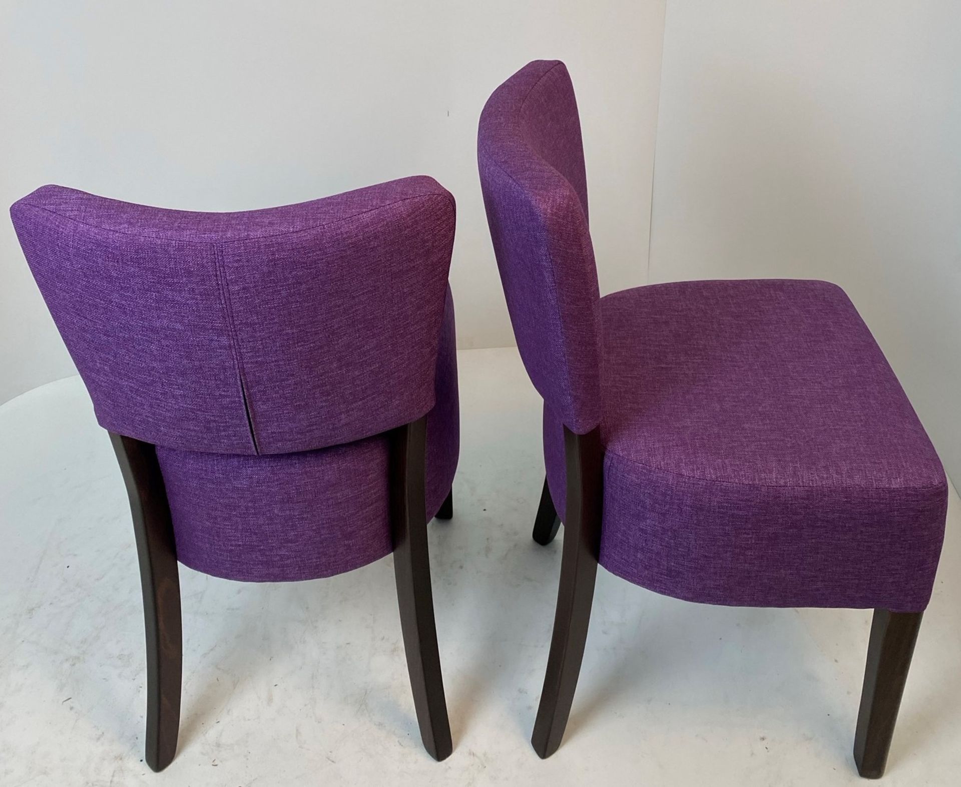 2 x Memphis Panaz Highland 412 Purple side/dining chairs with walnut coloured frames - Image 2 of 3