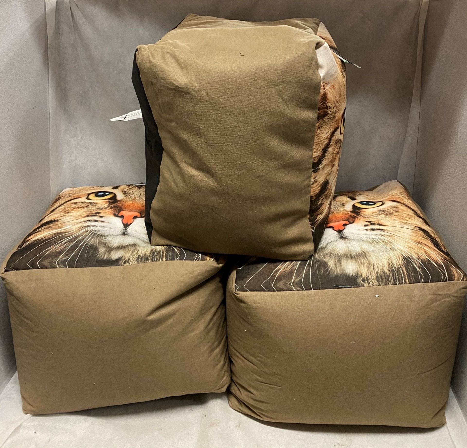 3 x George Home cat print pouffes (40cm x 40cm x 30cm) RRP £15 each - Image 2 of 2