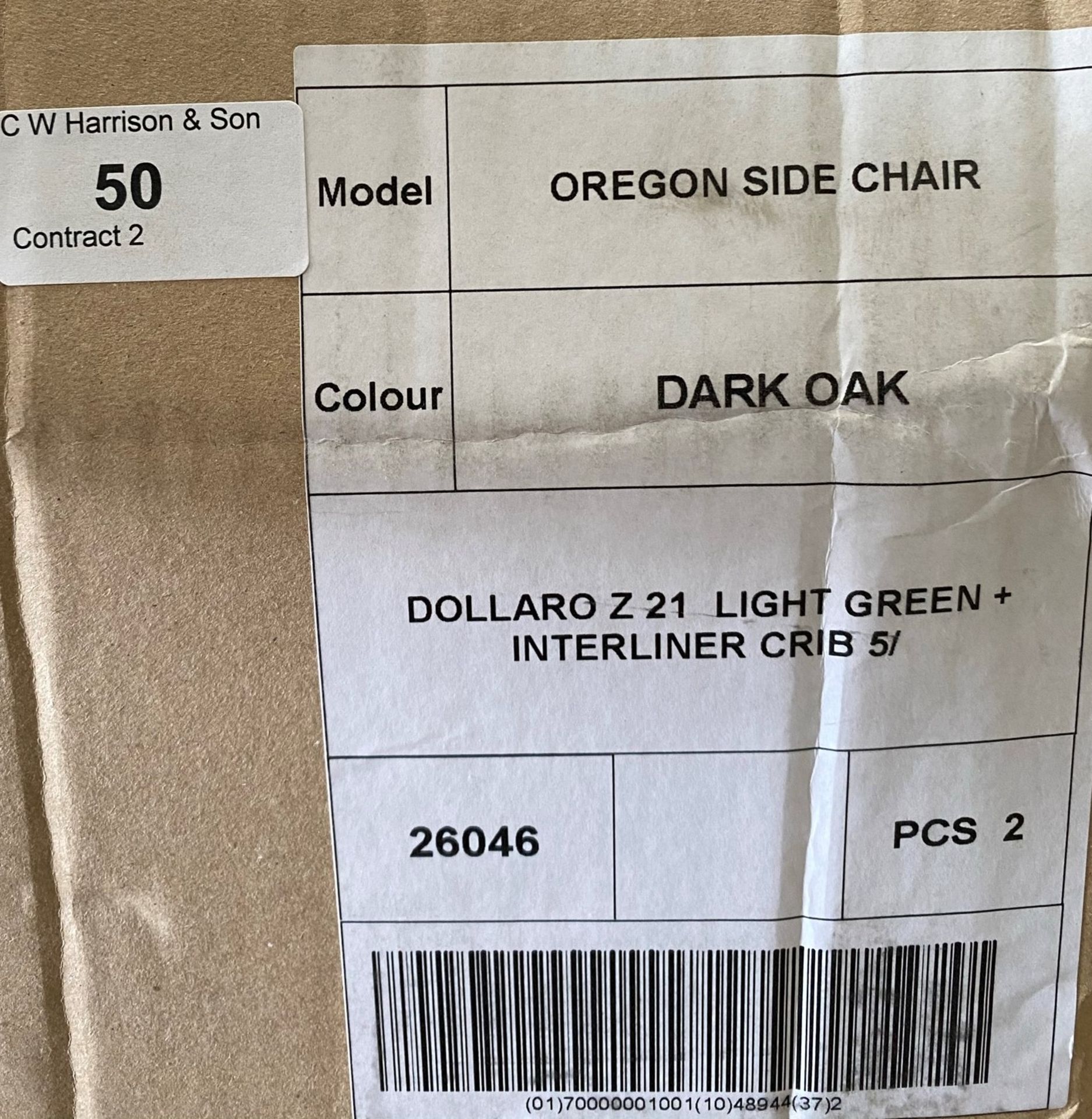 2 x Oregon Dollaro Z21 Light Green + Interliner Crib 5 side/dining chairs with dark oak coloured - Image 3 of 3
