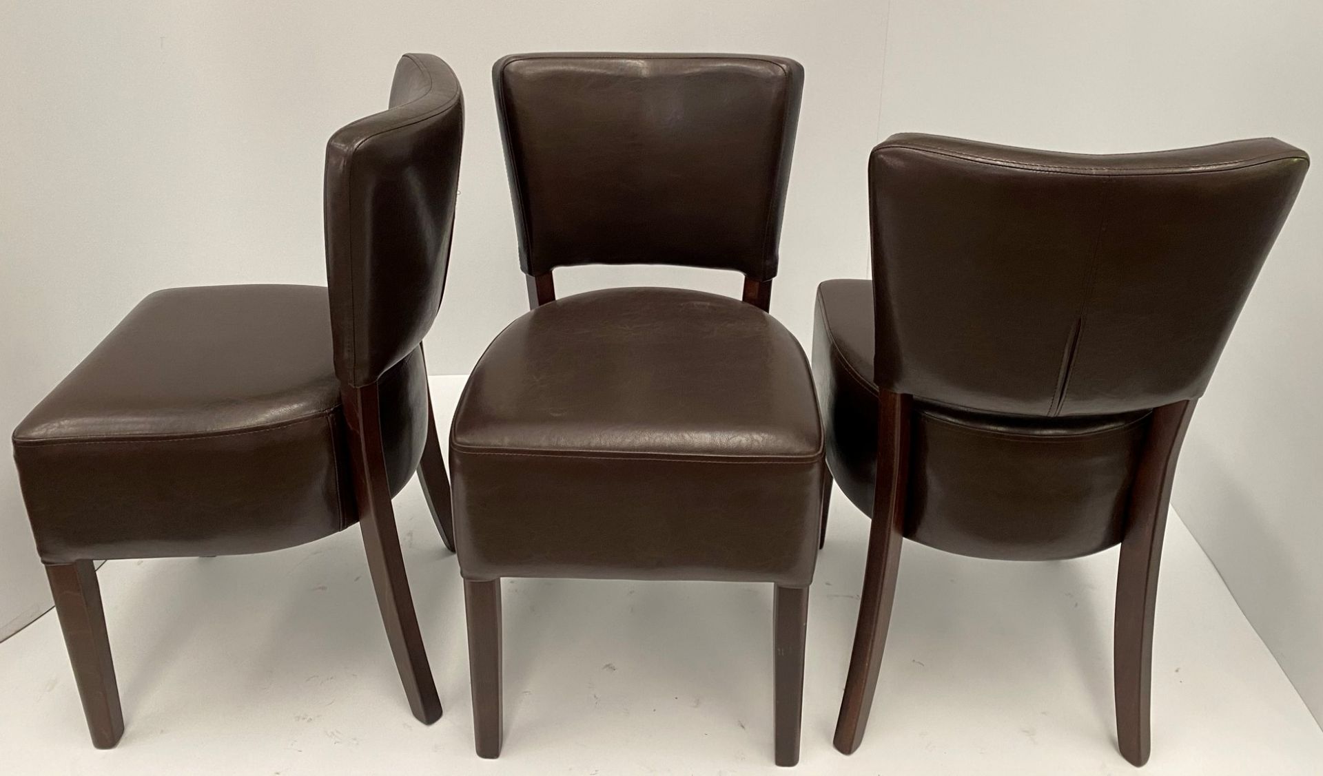 3 x Memphis Margo BR-5 Dark Brown side/dining chairs with walnut coloured frames - Image 2 of 3