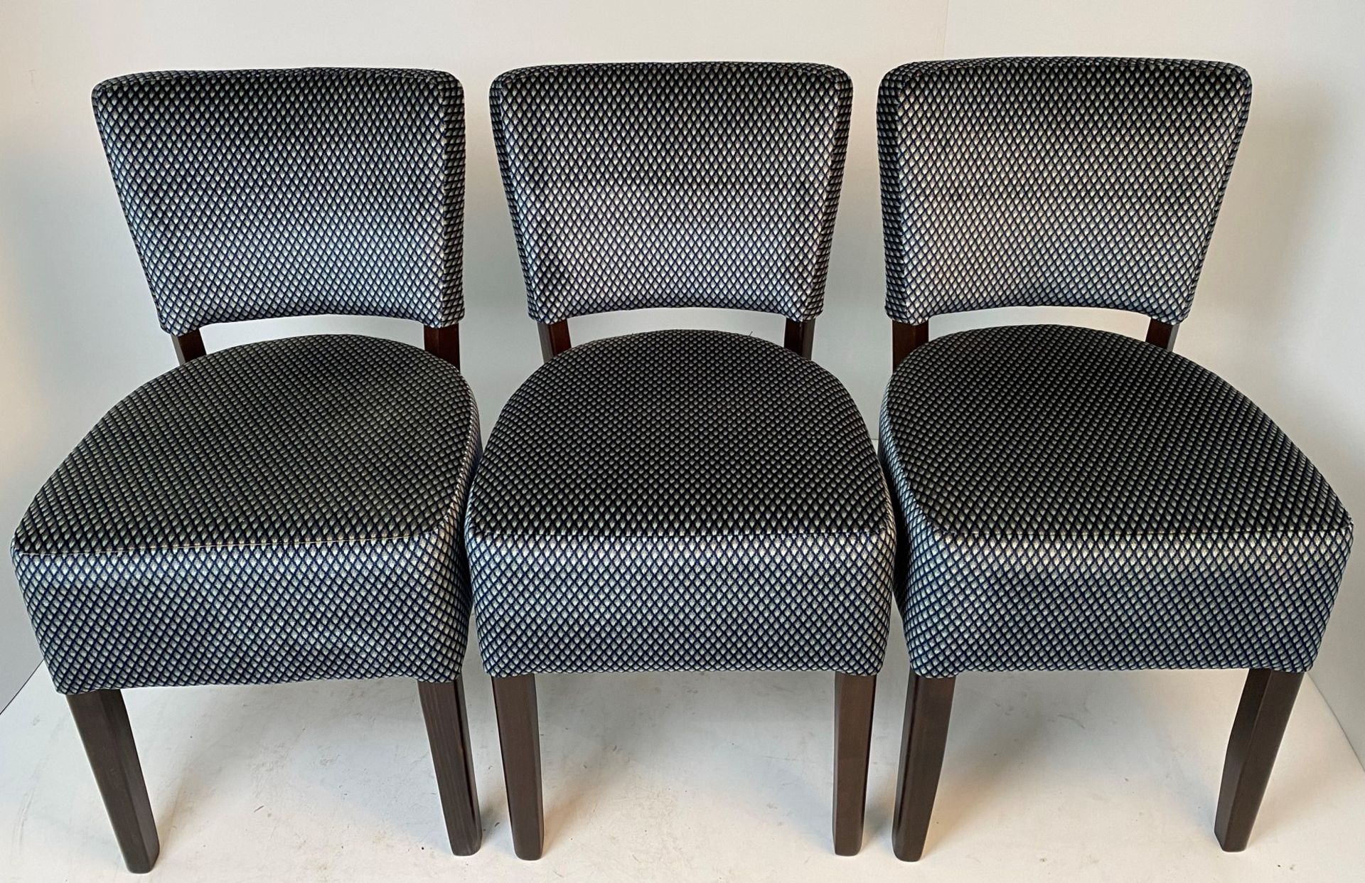 3 x Memphis Carnoustie Navy side/dining chairs with walnut coloured frames
