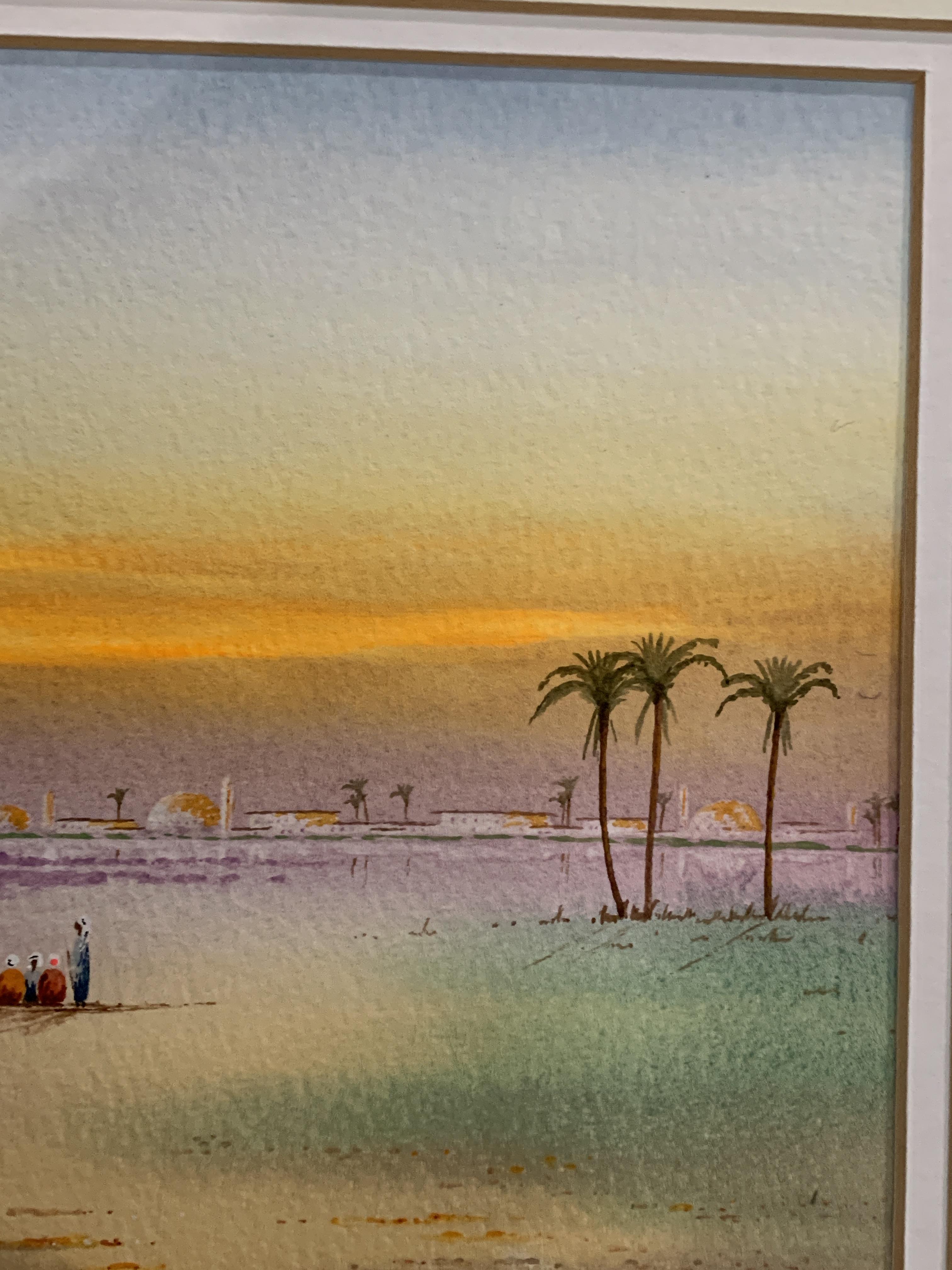 Peter Bull, a small framed watercolour, Egyptian scene, 16cm x 22cm, signed in pencil bottom left, - Image 7 of 9