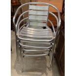 A set of four aluminium patio armchairs