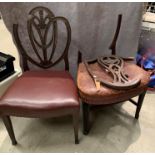 Two 18th century style mahogany dining chairs,