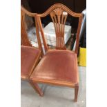 A set of six reproduction Hepplewhite style (sheaf back) dining chairs with brown upholstered seats