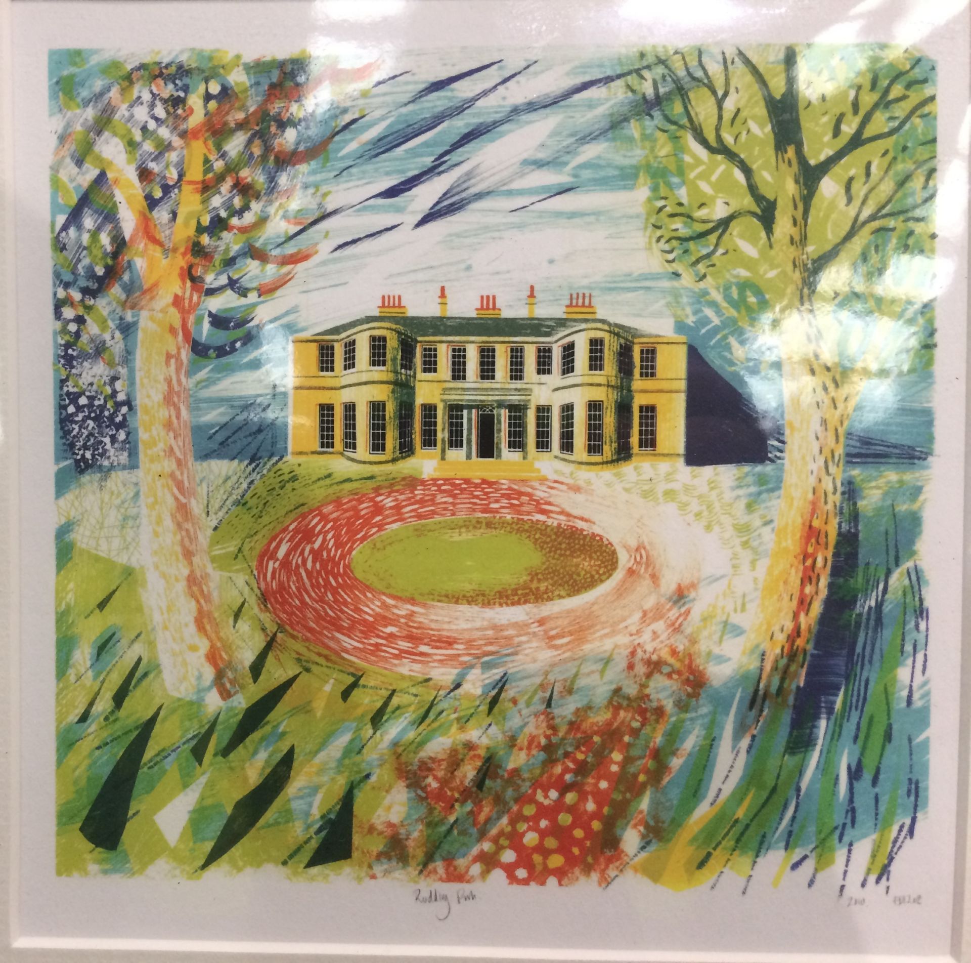 Print in mount of Rudding Park, 19cm x 18cm, signed in pencil and dated 2010,