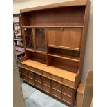 A Nathan style teak wall unit with two glazed doors,