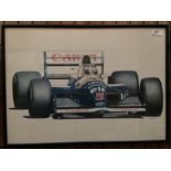 Nick Curry 1991, a framed print of Nigel Mansell in his Williams Renault,