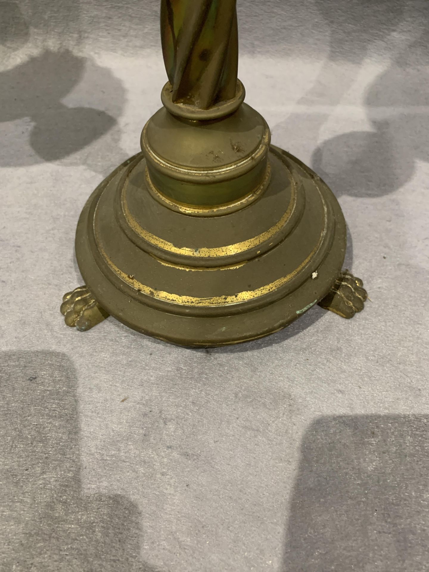 A pair of brass spiral column candlesticks on paw feet, each 47cm high, - Image 8 of 10