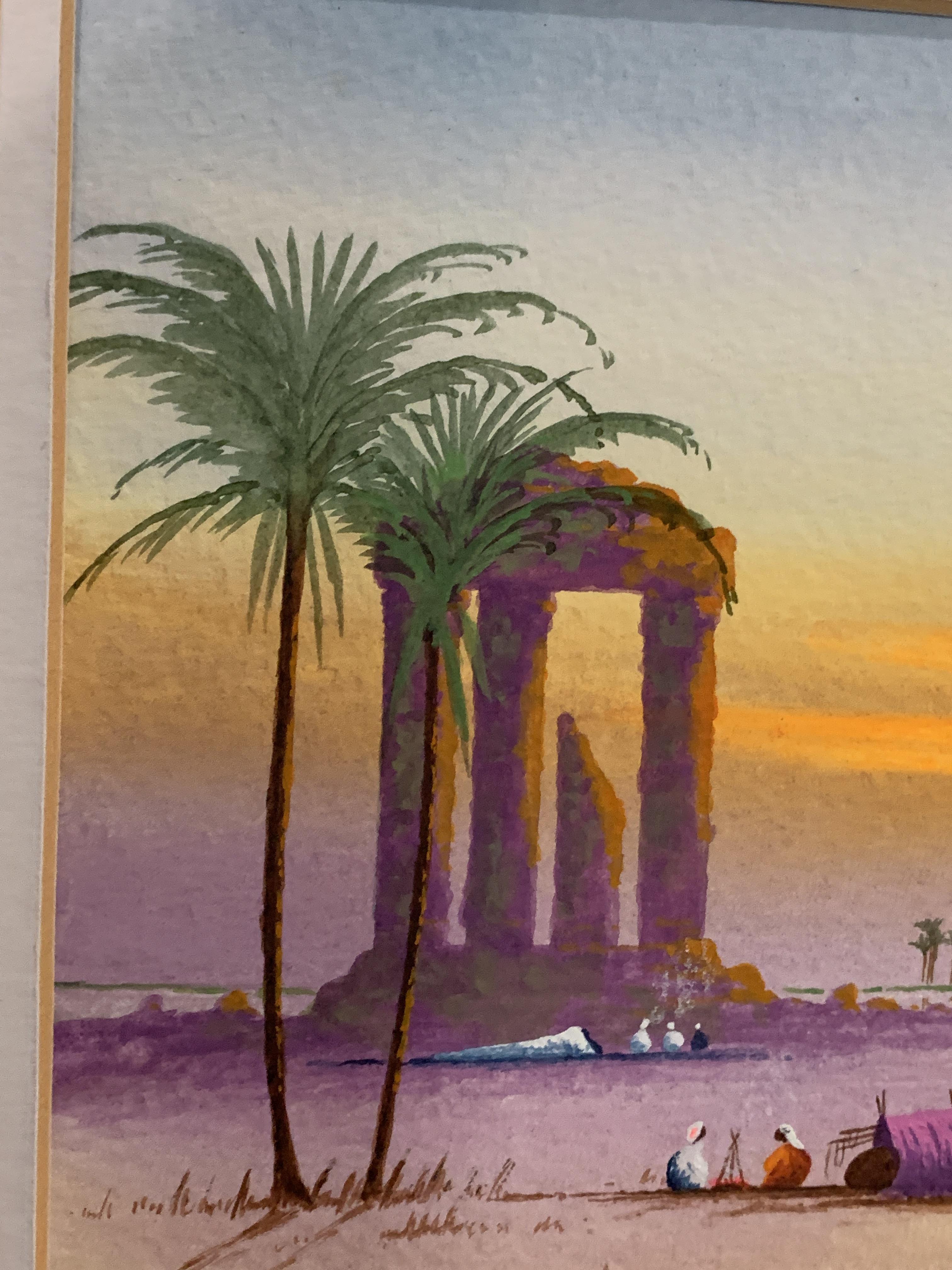 Peter Bull, a small framed watercolour, Egyptian scene, 16cm x 22cm, signed in pencil bottom left, - Image 5 of 9