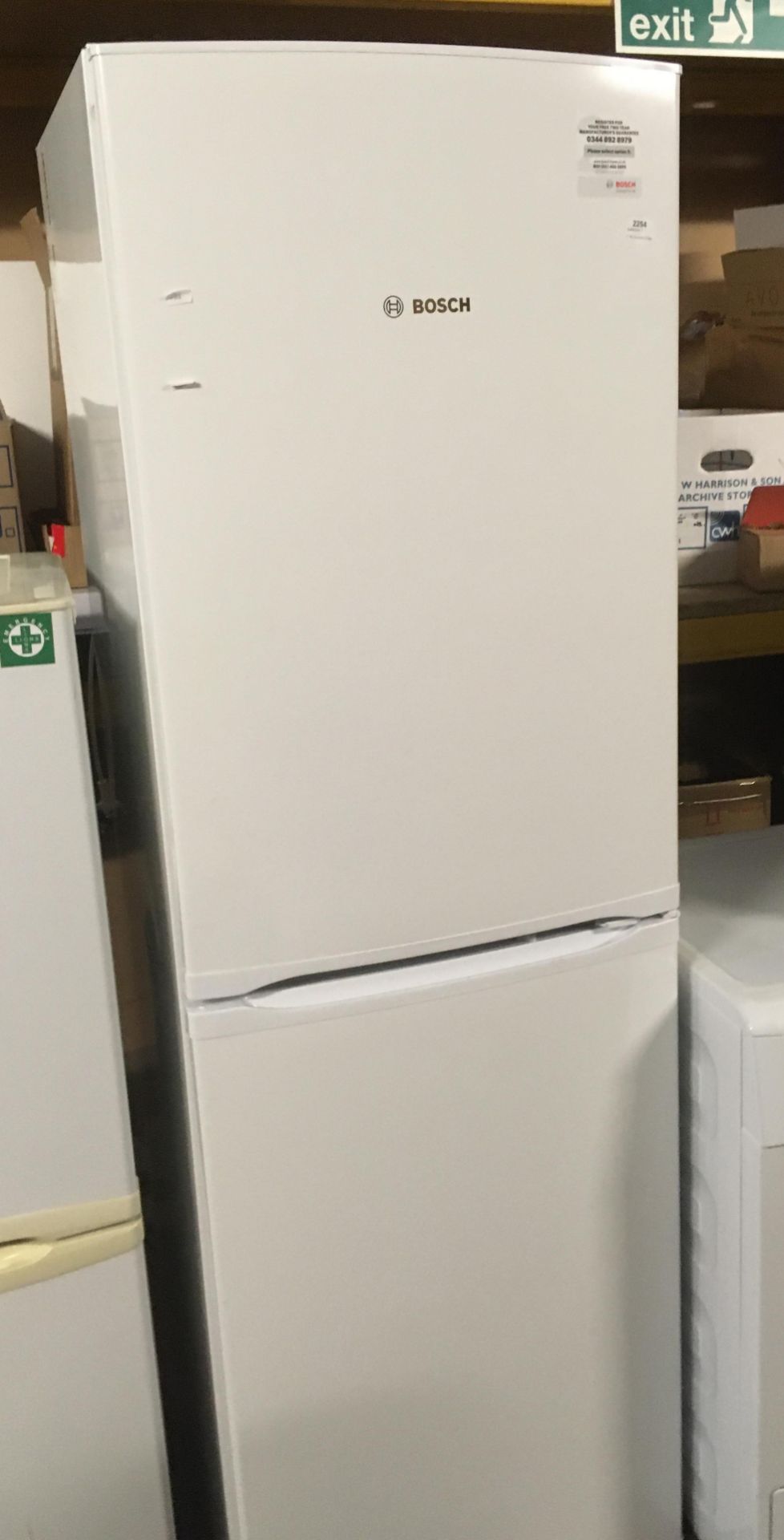 A Bosch KIKGN34V Exxcel frost free upright fridge freezer, 240v, serial no.