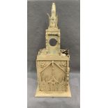 A 19th century painted wood clock tower,