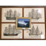 Four framed prints of famous British shi