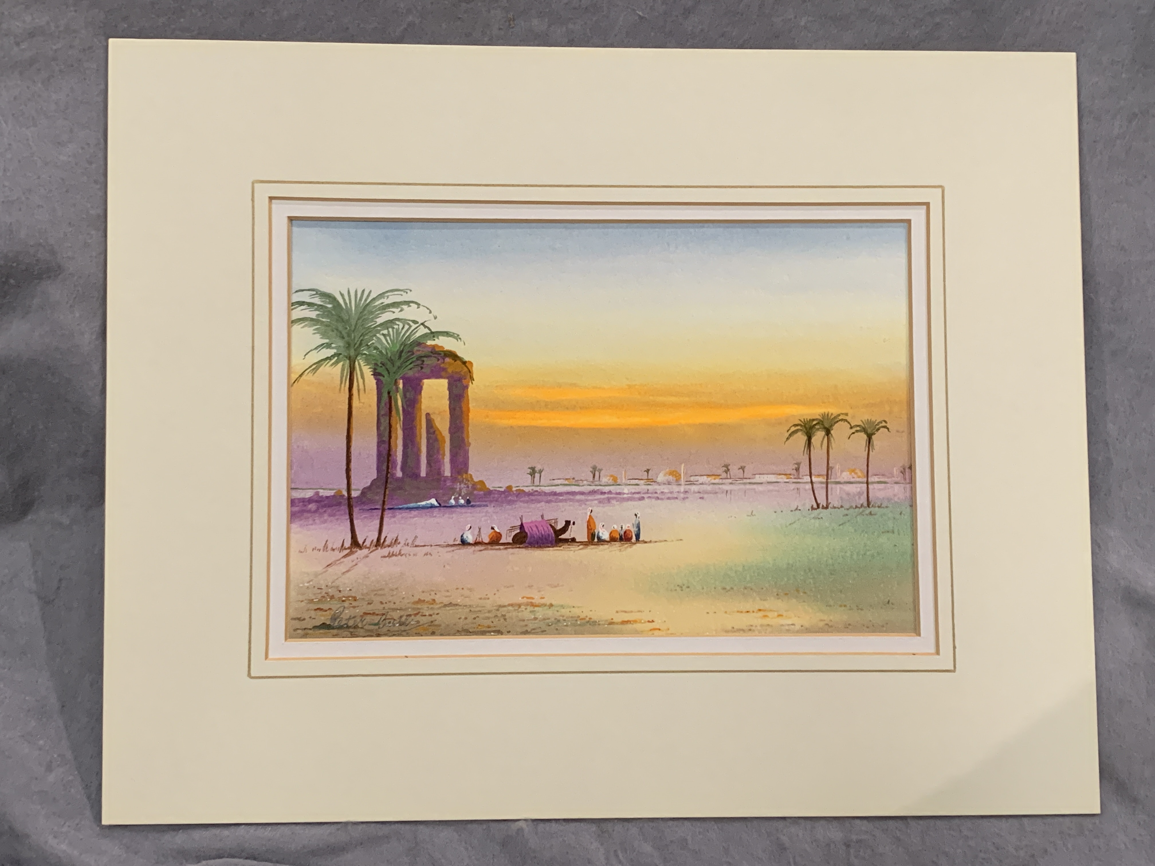 Peter Bull, a small framed watercolour, Egyptian scene, 16cm x 22cm, signed in pencil bottom left, - Image 3 of 9