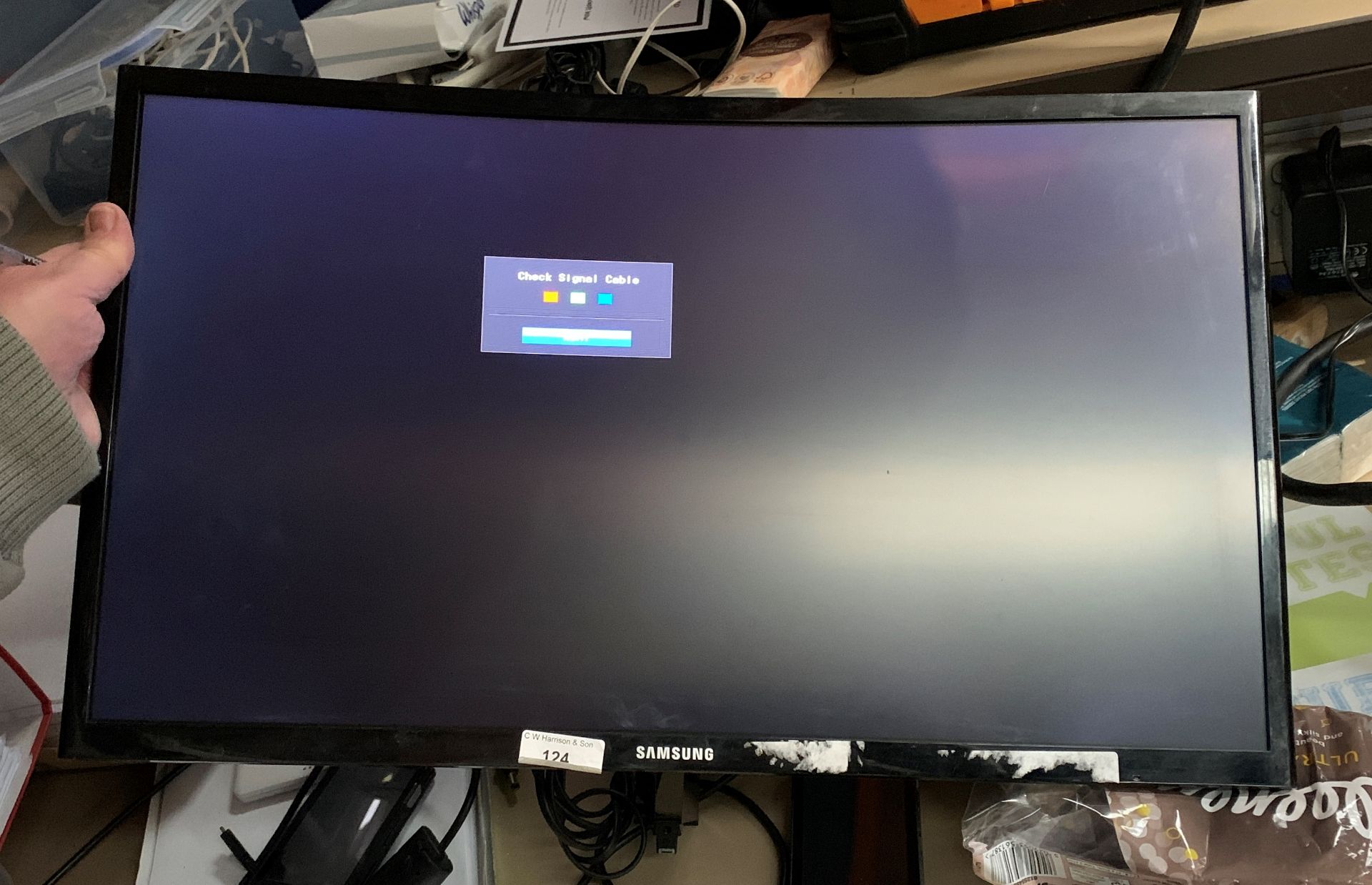 A Samsung 24" curved colour display unit model no: C24F396FHU (part stand missing) complete with - Image 2 of 4