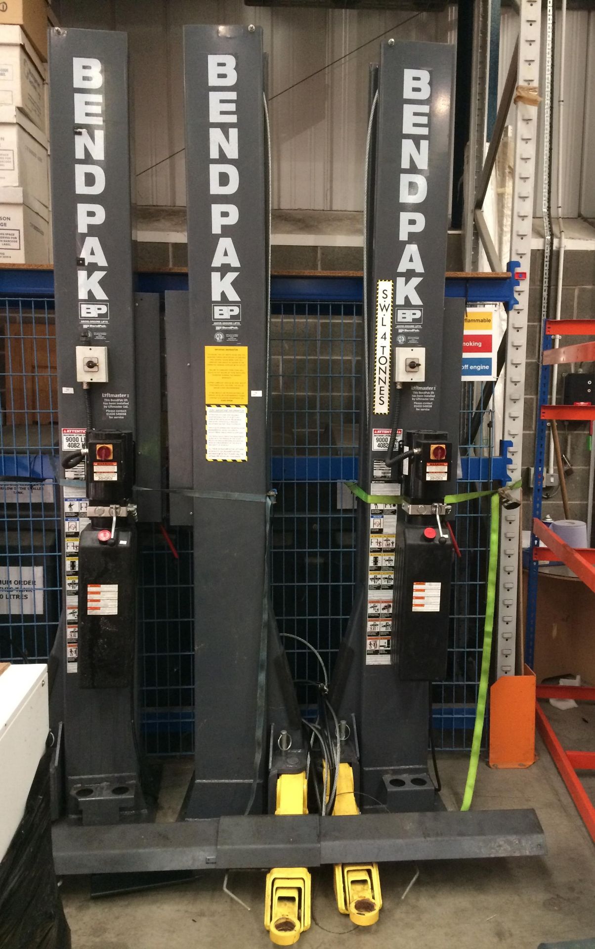 A BENDPAK XPR-9TS 9000lb/4082kg capacity two post wheel free vehicle lift - 3 phase Date of MFG : - Image 3 of 3