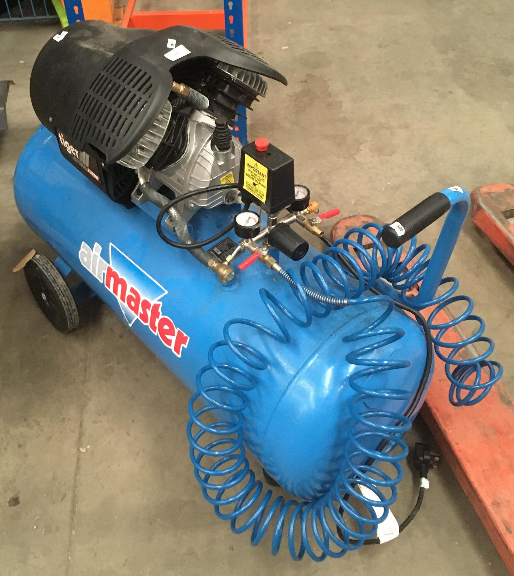 An Airmaster Tiger 16/1050 Turbo 240v portable compressor,