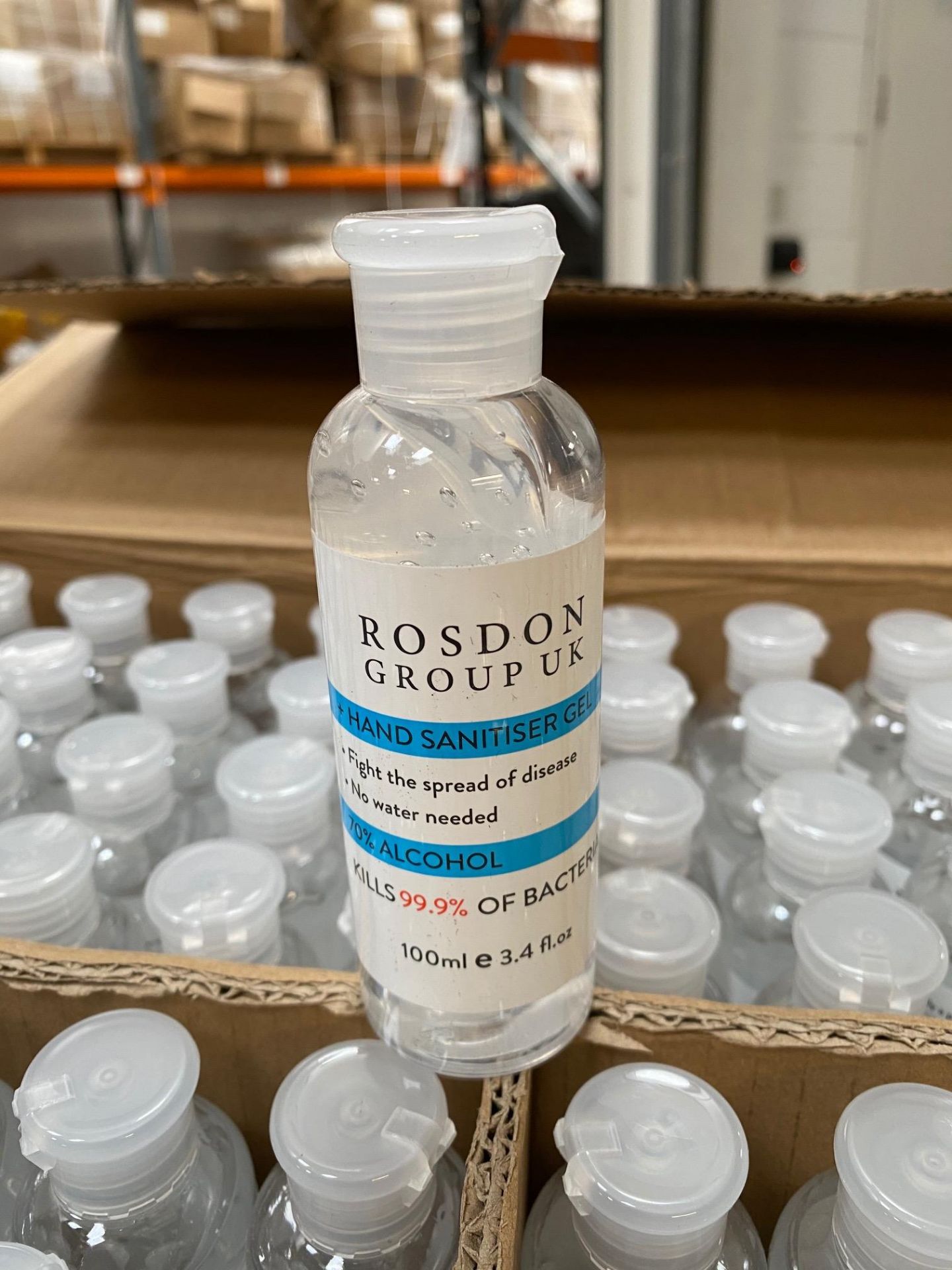 192 x 100ml bottles of Rosdon Group hand sanitiser gel, 70% alcohol (1 outer box). - Image 5 of 5