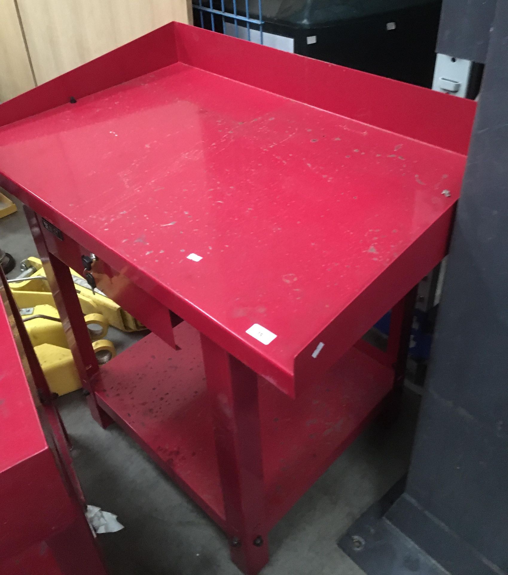 A Sealey red metal single drawer (two keys) workshop bench 100 x 66 x 87cm high - Image 2 of 2