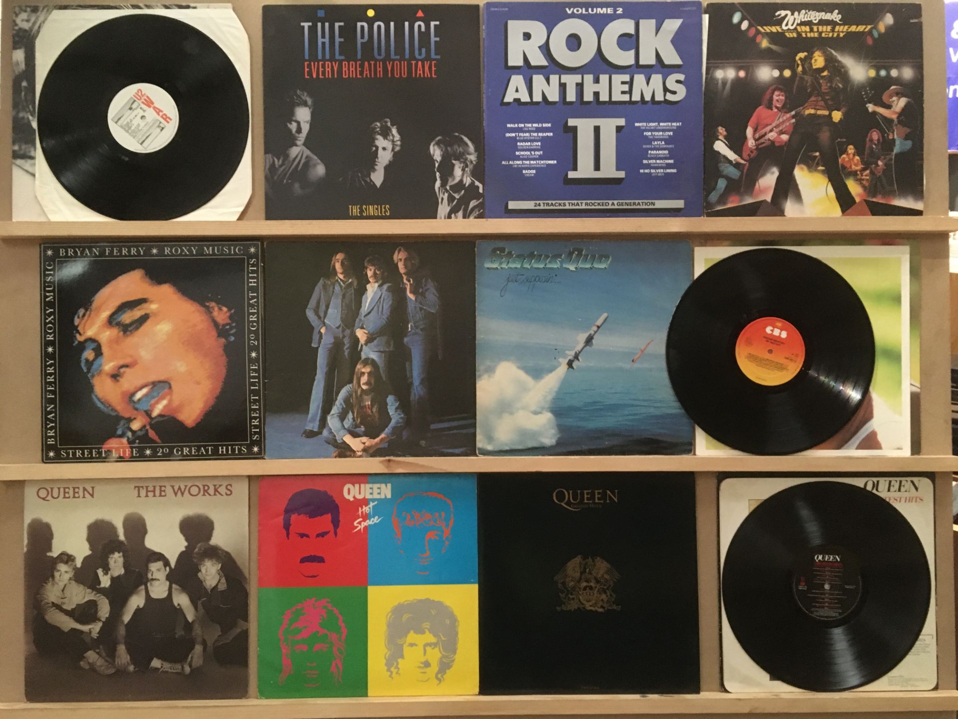 12 LPs - Queen (4), Freddie Mercury, Status Quo (2), The Police, U2, Bryan Ferry and Roxy Music, - Image 2 of 2