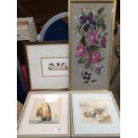 Four small framed pictures - Val Pfeiffer 'Trio' signed in pencil Chris Ling?,