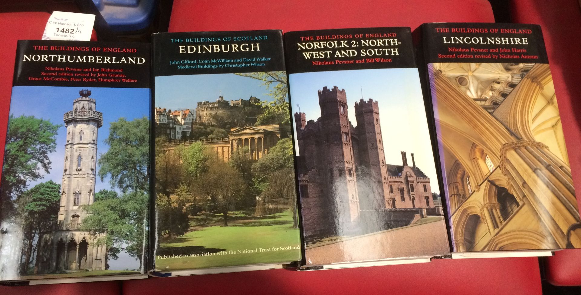 Four volumes of The Buildings Of England and Scotland - Northumberland, Lincolnshire,