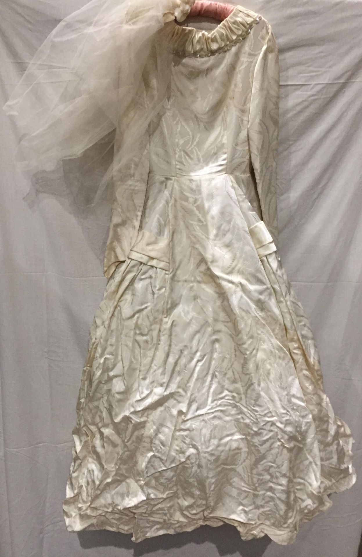 An ivory wedding dress,