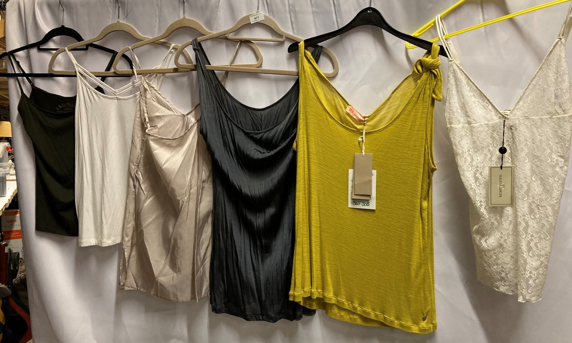 6 x assorted ladies camisole tops by Malewe Birger, Bandoleria, Matthew Williamson, etc,