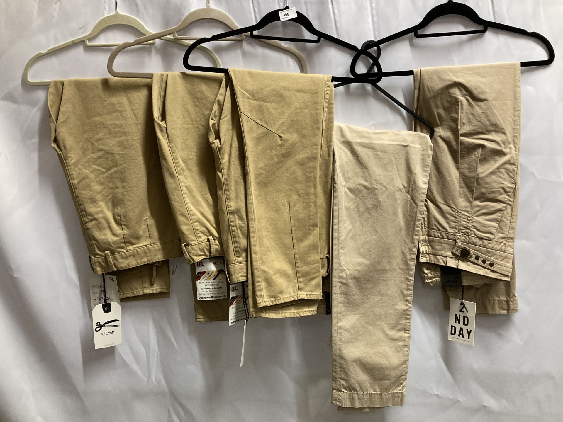 5 x pairs of ladies khaki chinos by Denham and 2nd Day (sizes 12-14)(Total approximate RRP £530)